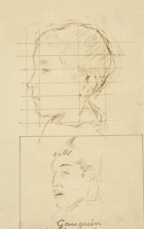 Heads of a Boy and a Man (Self-Portrait?) [verso], 1884-1888.
