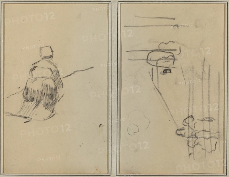 A Breton Woman Walking; Sketch with Stairs [verso], 1884-1888.