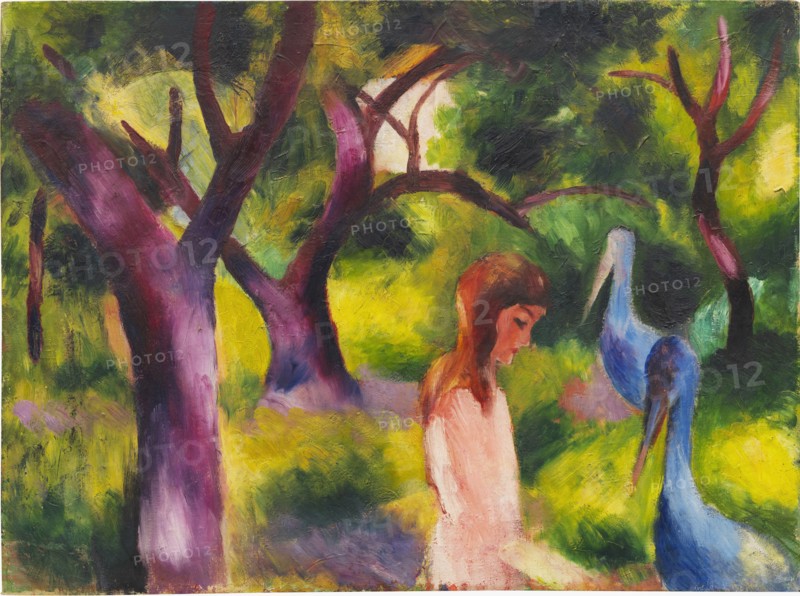 Girl with blue birds (Kid with blue birds), 1914. Private Collection.