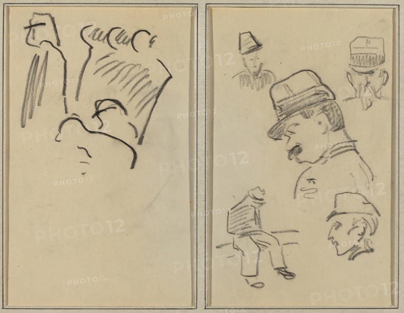 Soldiers; Four Soldiers and a Seated Figure [verso], 1884-1888.