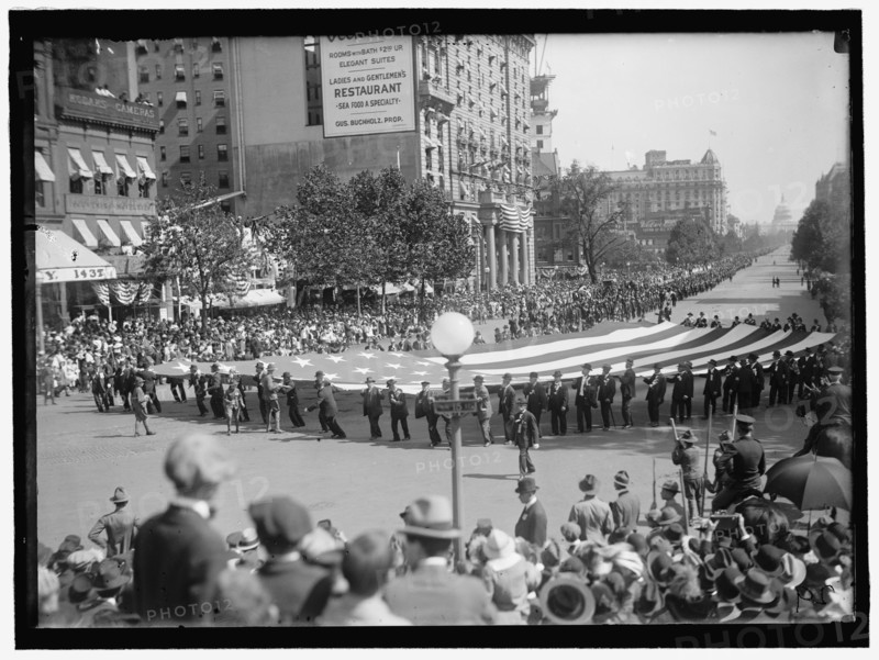 Parade On Pennsylvania Ave - Huge Flag, between 1910 and 1921.