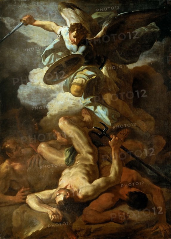 The Archangel Michael defeating Lucifer, 1750. Creator: Giaquinto, Corrado (1703-1766).