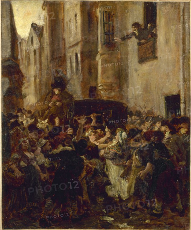 Arrest of Charlotte Corday, after the murder of Marat, c1853.
