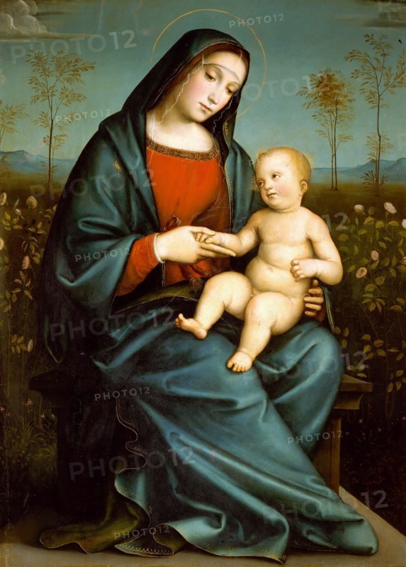 Madonna with Child in the Rose Garden, c. 1480. Creator: Francia, Francesco (1450-1517).