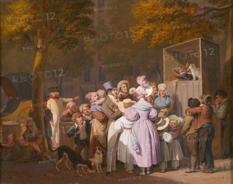 Le Spectacle ambulant de Polichinelle, 1832. Creator: Boilly, Louis-Léopold (1761-1845).