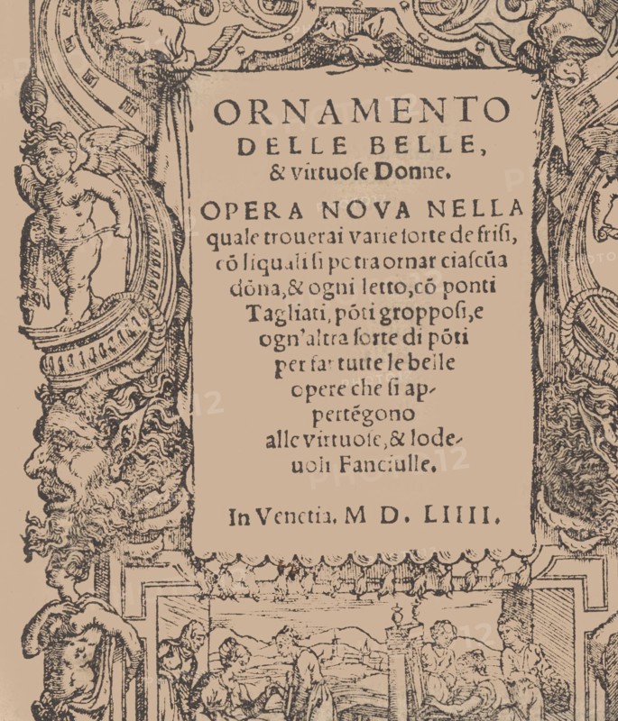 Ornamento delle belle & virtuose donne, title page (recto), 1554.