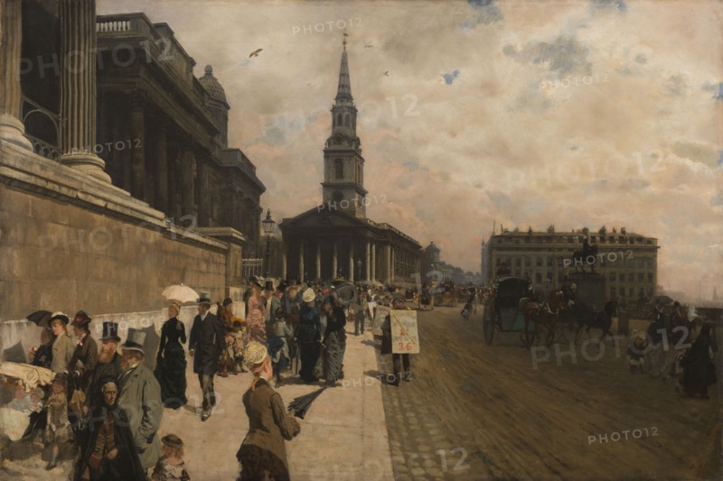 The National Gallery and St. Martin's Church (London), c1878.