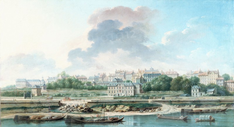 The Quay and Village of Passy, ??seen from the left bank, 1757.