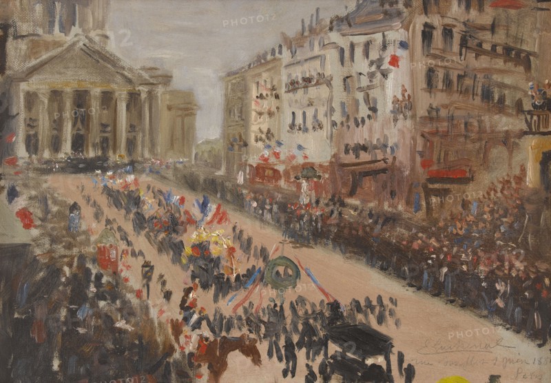 The funeral of Victor Hugo, procession on rue Soufflot, 06–1885.