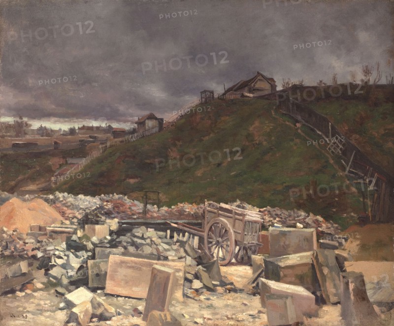 Laying cobblestones in Montmartre (landscape with a cart), 1889.