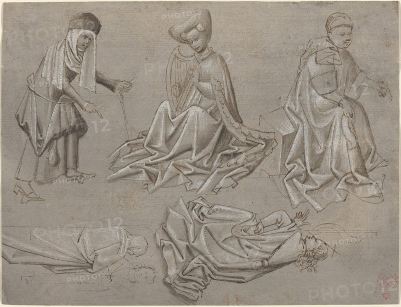 Studies for Six Figures (sheet from a model book) [recto], c. 1450/1460.