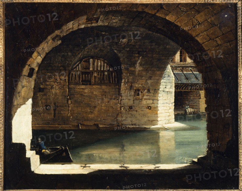 View of the Hôtel-Dieu laundry, around 1820, current 4th arrondissement.