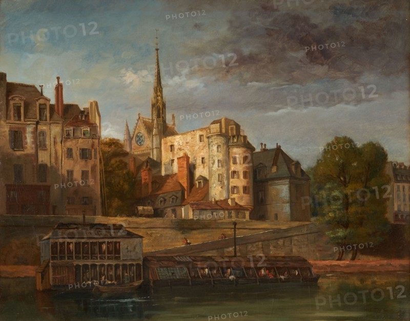 Quai des Orfevres, seen from the Quai des Grands-Augustins, around 1860.