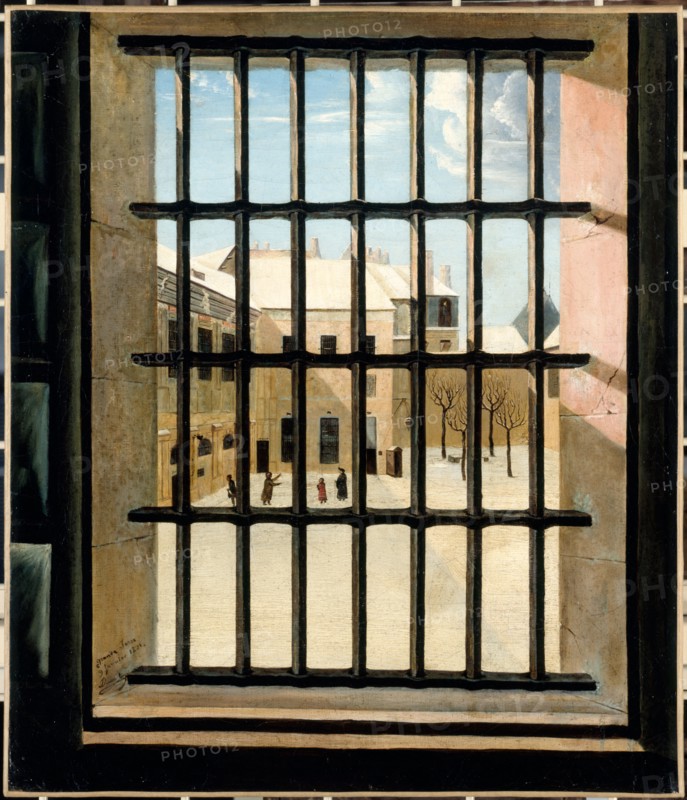 Courtyard of the Grande-Force prison seen from a cell, 1821.