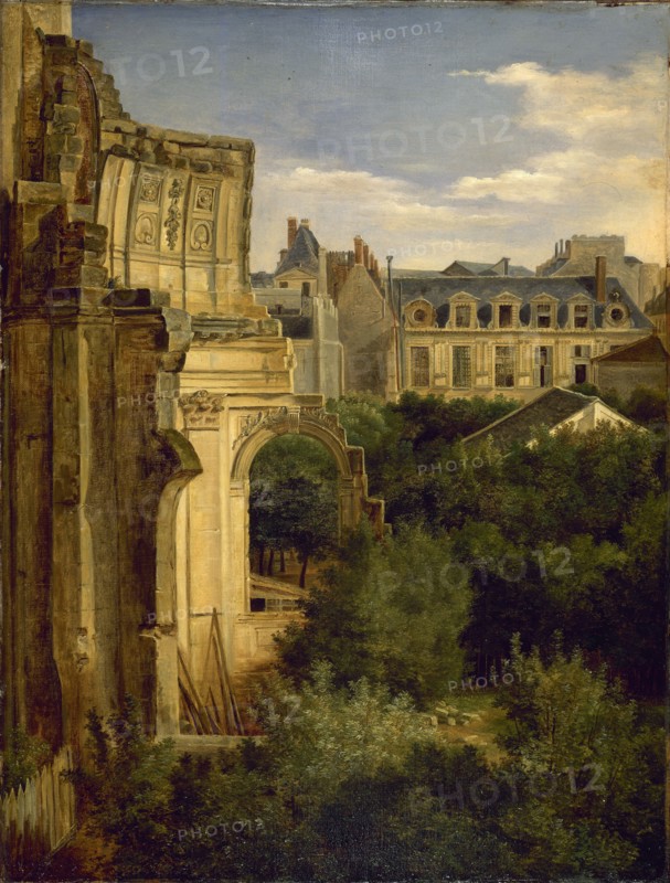 Ruins of Saint-Louis-du-Louvre church and Longueville mansion, c1833.