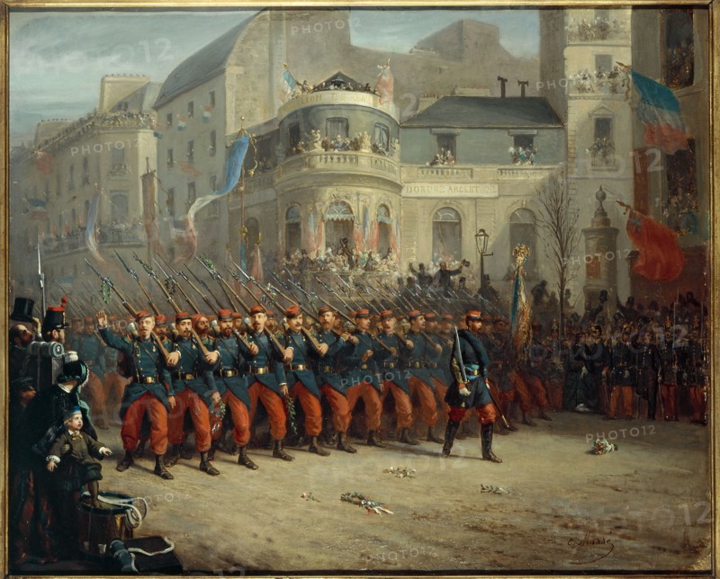 Parade on Boulevard des Italiens, Crimean Army troops, December 29, 1855.