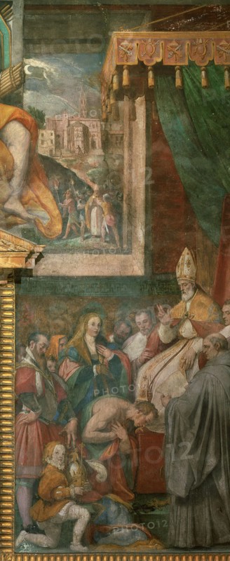 Henry IV before Pope Gregory VII at Canossa, c. 1565. Creator: Zuccari, Taddeo (1529-1566).