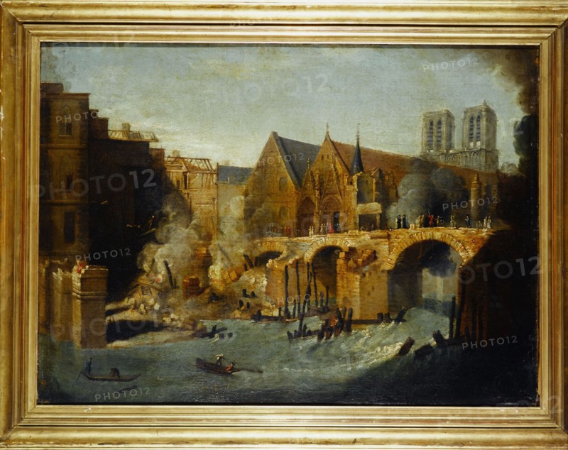 The Petit-Pont, after the fire of 1718, between 1701 and 1800.