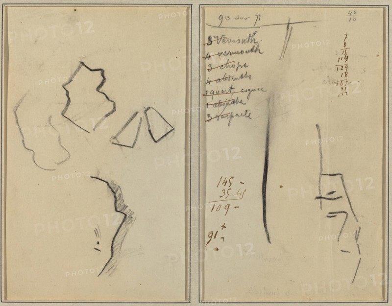 A Profile and Four Shapes; Sketch of a Man's Head [recto], 1884-1888.