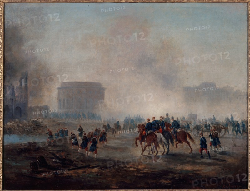 The Rotonde de la Villette surrounded by Versailles troops, 1871.