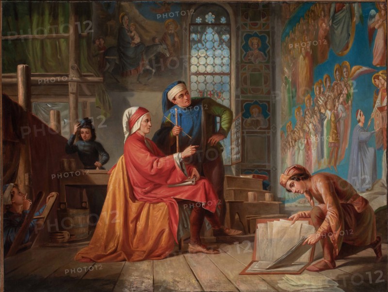 Dante visits Giotto in the Scrovegni Chapel, ca 1865. Found in the collection of the Musei Civici, Padova.