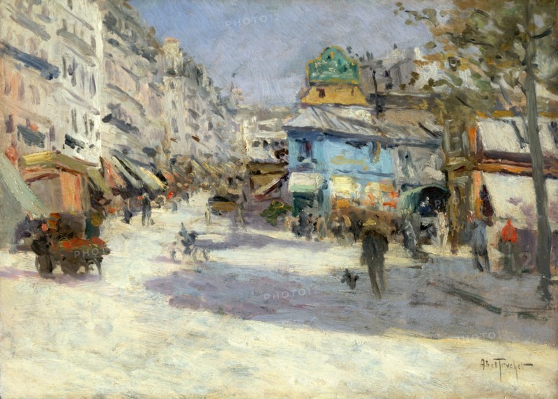 La rue Lepic, l'angle de la rue Puget et la place Blanche, c1890.
