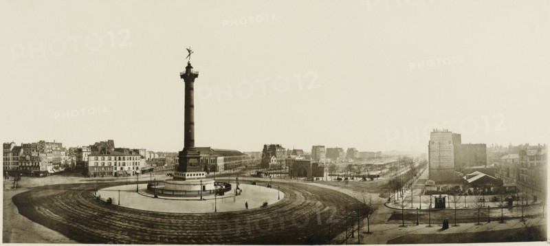 Panorama of Place de la Bastille, 4th, 11th and 12th arrondissements, Paris.