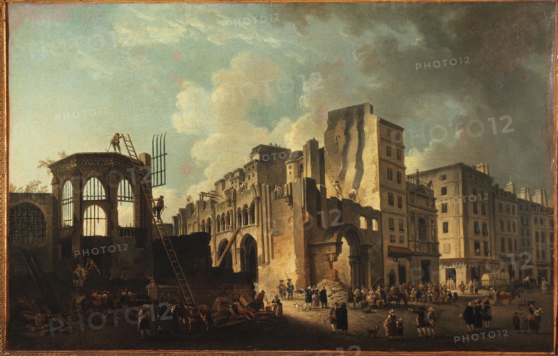 Demolition of Saints-Innocents church, rue Saint-Denis, c1787.