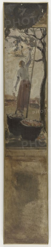 Esquisse pour la mairie du 4ème : La cueillette des pommes, 1884.
