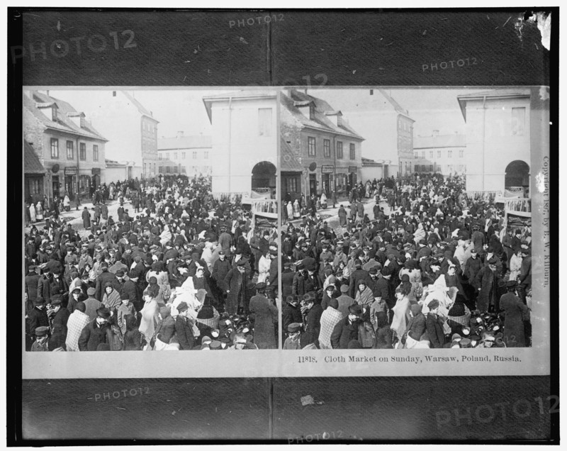 Cloth Market on Sunday, Warsaw, Poland, Russia, between 1910 and 1920.