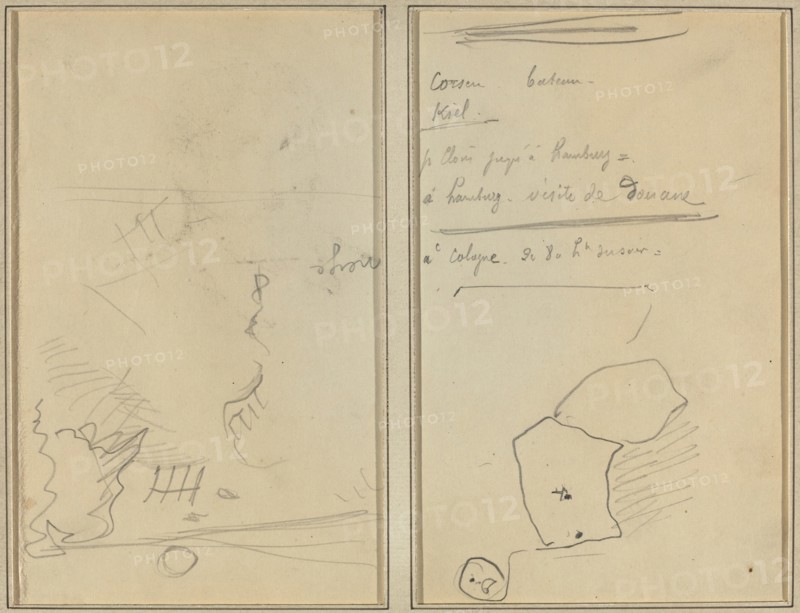 Head of a Monkey; Inventory of Bottles and Beverages [verso], 1884-1888.
