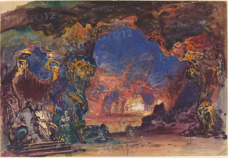 Underworld Scene with a Man and Woman Enthroned and Death Standing Guard.