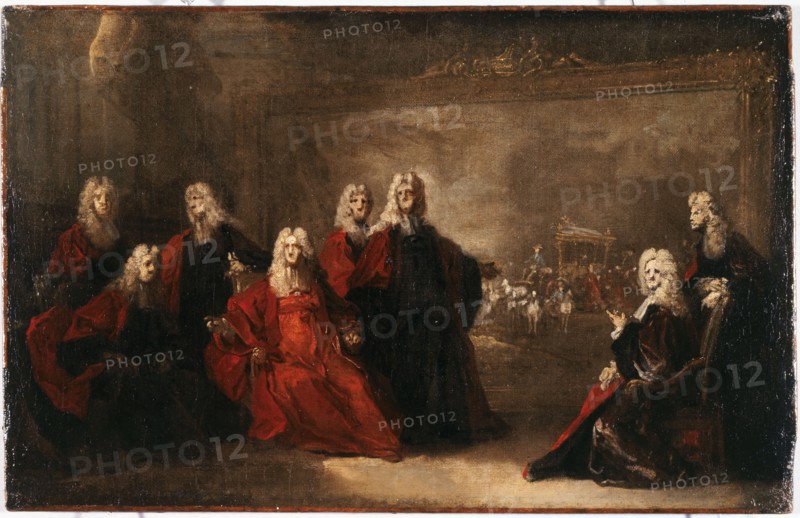 Sketch for aldermen celebrating the arrival of the infant, 1722.