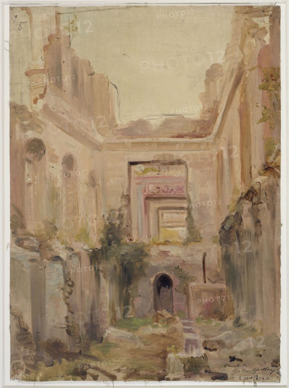 Ruins of the Château de Saint-Cloud: the vestibule, c1875.
