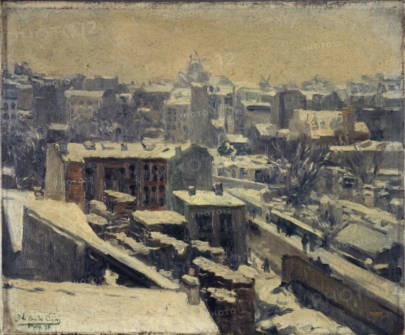 Montmartre under the snow (location of the new racecourse), 1898.