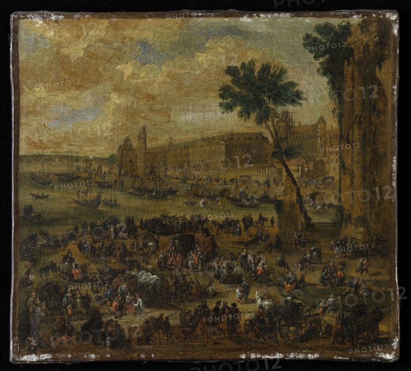 The Louvre and Waterfront Gallery, seen from the Pont-Neuf, around 1650.
