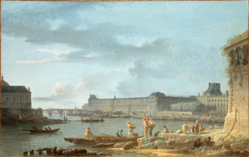 Pont Royal and the Louvre, seen from the Pont-Neuf embankment, c1780.