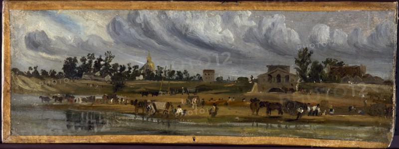 Bords de Seine à la barrière de la Cunette, près du Champ-de-Mars (1820), 1820.
