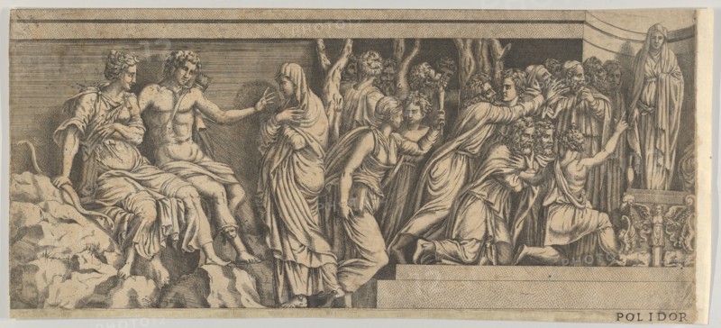 Statue of Niobe and her Worshippers, with Apollo and Diana and other Figures, 1543-47.