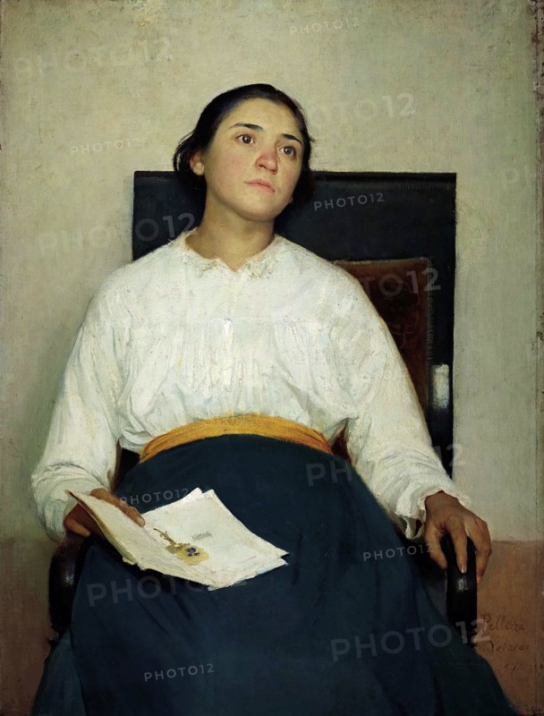 Painful memory (Portrait of Santina Negri), 1889. Creator: Pellizza da Volpedo, Giuseppe (1868-1907).