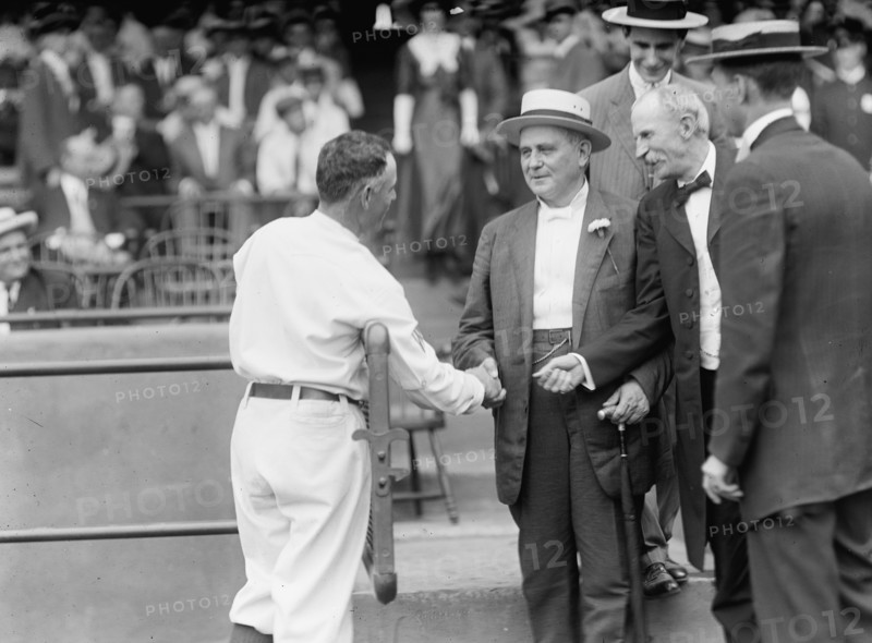 Baseball, Professional, Champ Clark, Shaking Hands with Clark Griffith, 1912.