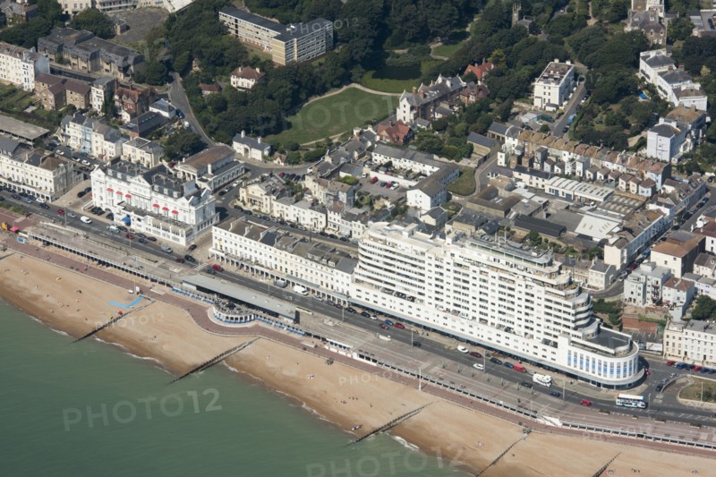 Marine Court flats and the Royal Victoria Hotel, St Leonards, East Sussex, 2016.