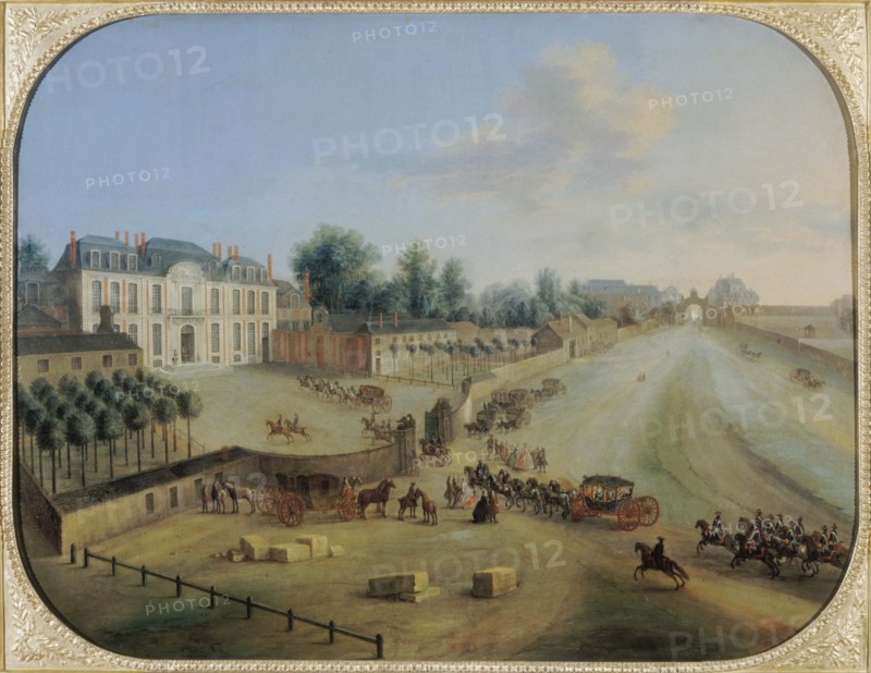 View of Chateau de la Muette with the arrival of the King, c1738.