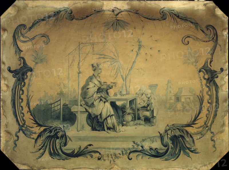 Chinoiserie in the style of Boucher for woodwork at the Hotel de Broglie, 1915.