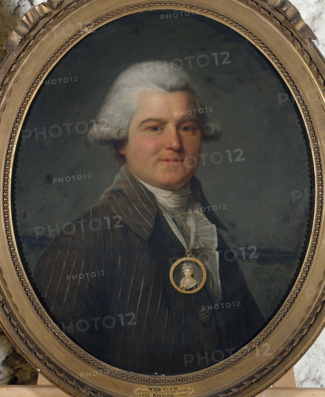 Portrait d'homme portant en sautoir un médaillon à l'effigie de sa femme, 1792.