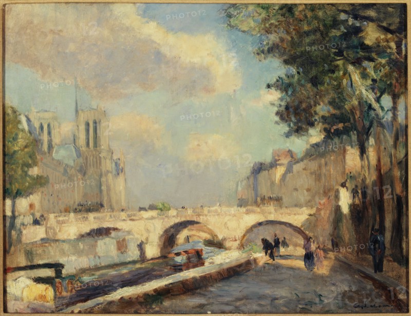 Saint-Michel and Notre-Dame bridges, seen from Quai des Grands-Augustins, c1890.