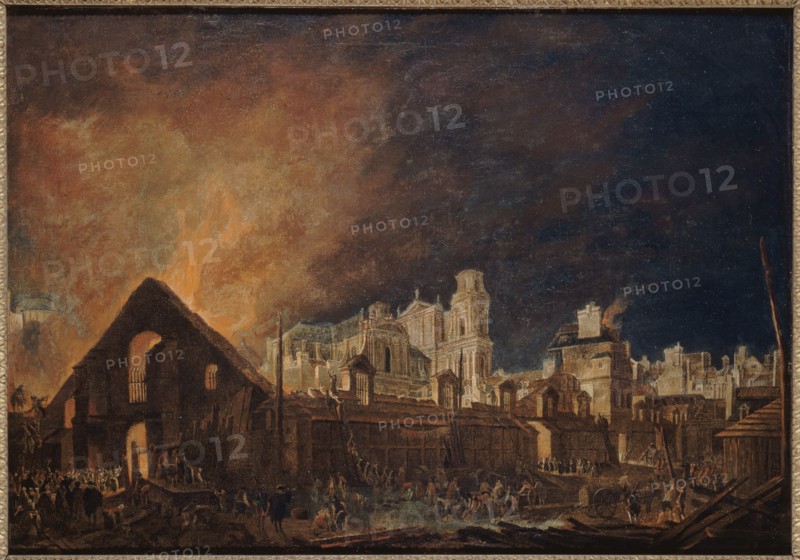 Saint-Germain fair during the fire (night of March 16 to 17, 1762), 1762.