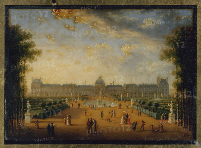 Tuileries Palace, seen from the gardens, current 1st arrondissement, 1818.