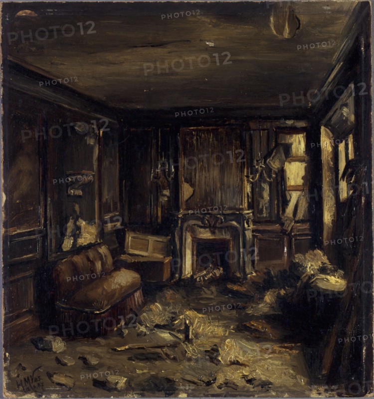 An artist's dressing room at the Opera-Comique, after the fire of May 15, 1887.