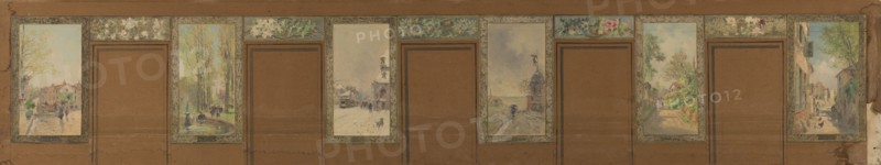 Sketch for the reception hall at the town hall of Vanves: Views of Vanves, 1902.